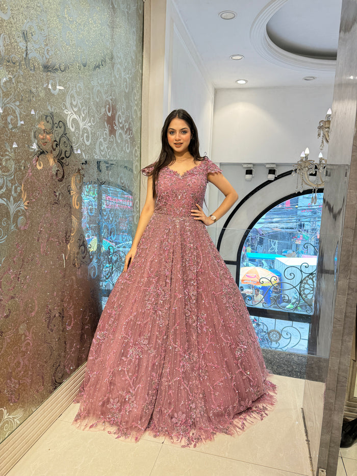 Exclusive Cocktail Gown with Handwork & Cut Dana