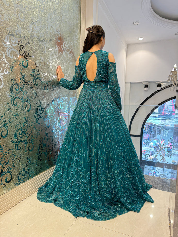 Exclusive Cocktail Gown with Handwork & Cut Dana