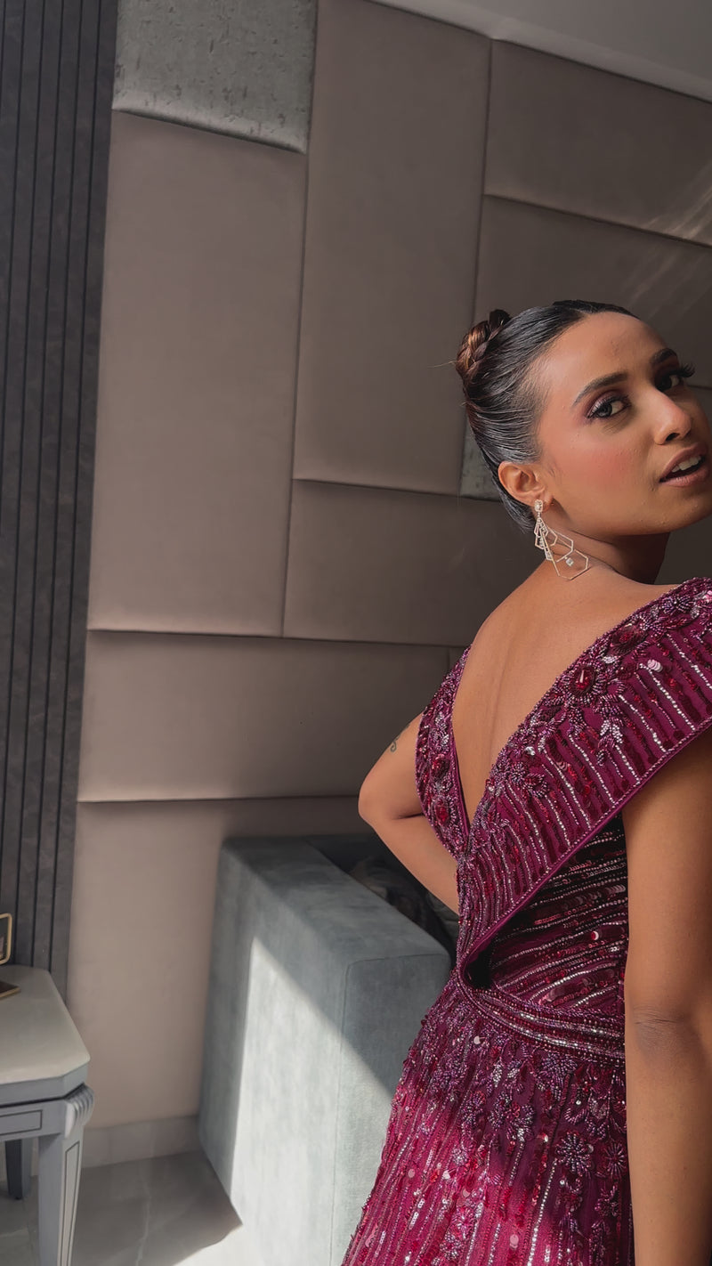 Exclusive Cocktail Gown with Handwork & Cut Dana