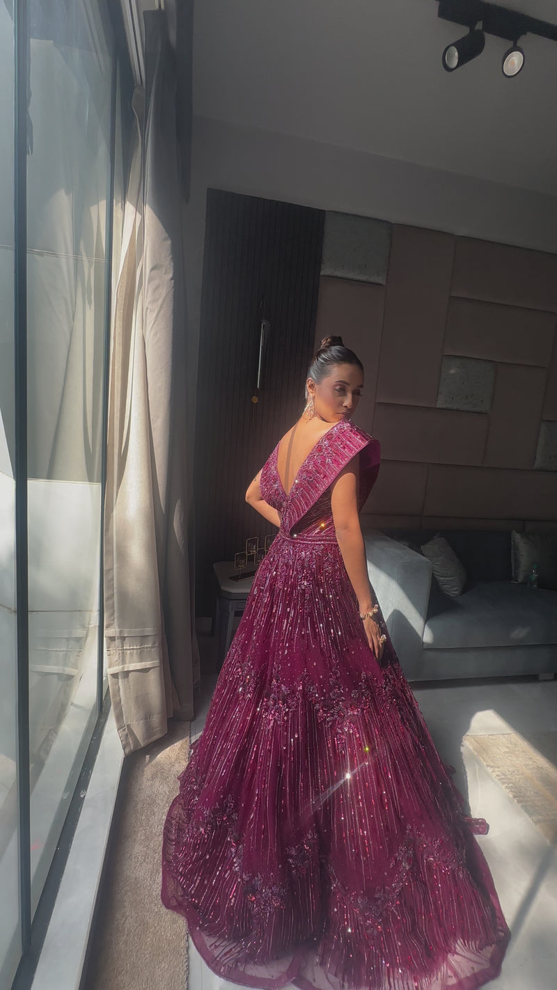Exclusive Cocktail Gown with Handwork & Cut Dana